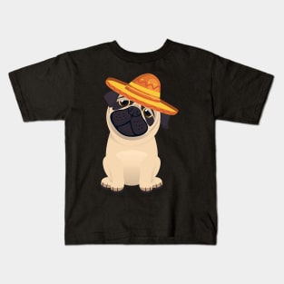 Cute dog pug mexico cinco de mayo Kids T-Shirt